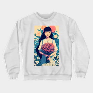 girl holding flowers Crewneck Sweatshirt